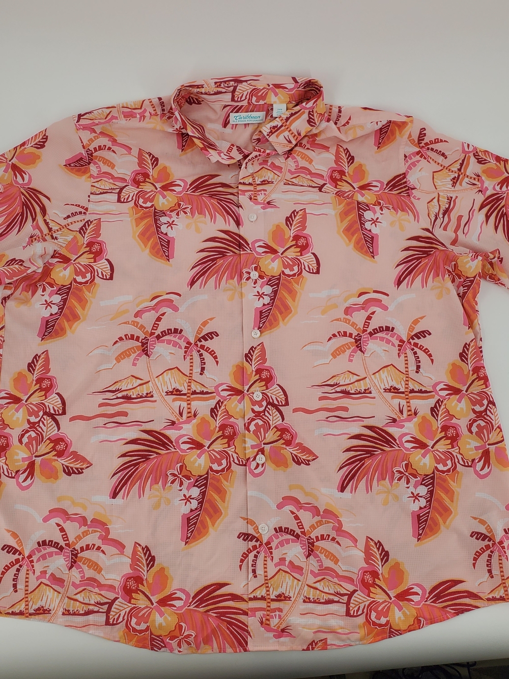 Caribbean Isle Breeze Performance Tropical Button Up Shirt Mens 2XB